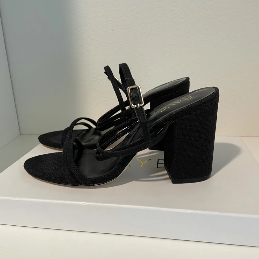 RAYE Black Strappy Block Heel Sandals